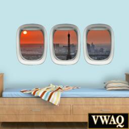 Eiffel Tower Decor Paris Wall Decal Kids Room Airplane Window Sticker Aviation Vwaq-Ppw14 - thumbnail 1