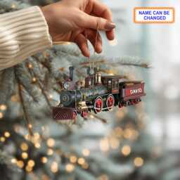 Custom Name Railroader Train Personalized Christmas Ornament, Tree Hanging Decor, Flat 2D Ornament Acrylic/ Wooden - thumbnail 3