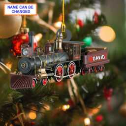 Custom Name Railroader Train Personalized Christmas Ornament, Tree Hanging Decor, Flat 2D Ornament Acrylic/ Wooden - thumbnail 1