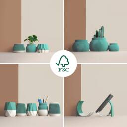 Large Wooden Indoor Plant Pots, Plant Holders Gift For Lover, Apartment Decoration Idea, Geometric Design, Minimalist & Modern Home - thumbnail 4