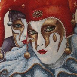 Jacquard Tapestry Cushion Cover With Venetian Mask, 45 X cm. Trendy Interior Design - Decorative Housewarming Birthday - thumbnail 2