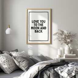 Love You To The Moon Art Print Bedroom Wall Decor - thumbnail 2