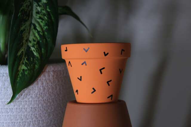 Hand Painted Terracotta Plant Pot For Houseplants - Customisable With Drainage & Saucers To Match Great Gift Idea - image 1