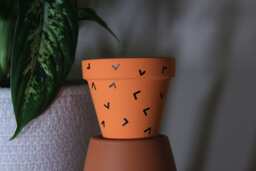 Hand Painted Terracotta Plant Pot For Houseplants - Customisable With Drainage & Saucers To Match Great Gift Idea - thumbnail 1