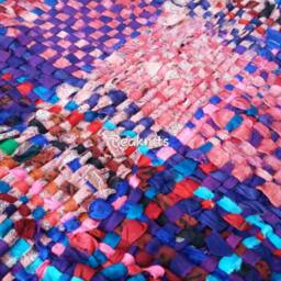 Hand Woven Throw, Accent Piece, Lap Blanket Or Table Runner - Rainbow Recycled Sari Silk Ribbon, Continuous Weave, Fair Trade, One Of A Kind - thumbnail 2