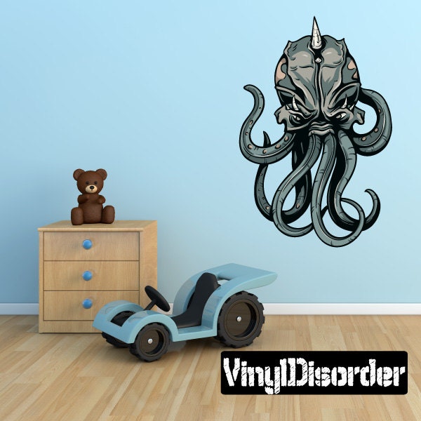 Mythical Creature Kraken Wall Decal - Fabric Vinyl Removable & Reusable Mythicalcreatureuscolor011Et