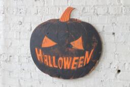 Halloween Pumpkin Wooden Wall Art Trick Or Treat Decor Spooky Outdoor Head Sign - thumbnail 1