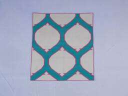 Square 3'x3' Size Cotton Beautiful Ramagreen Colour With White & Pink Hand Woven Rug - thumbnail 1