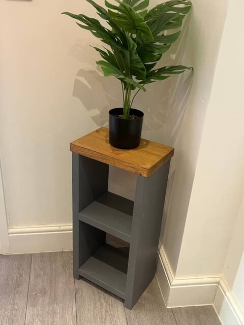 Solid Oak Top Side Table Handcrafted Pine Bedside Stand, Customisable Sizes - image 1