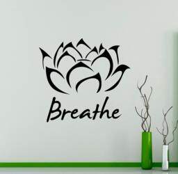 Yoga Inspiration Breathe Wall Vinyl Decal Lotus Sticker Studio Decor Living Room Murals Housewares 1(Lts - thumbnail 1