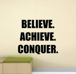 Believe Achieve Conquer Wall Decal Sign Gym Quote Office Poster Fitness Mural Gift Vinyl Sticker Inspirational Decor Art Print G279 - thumbnail 1