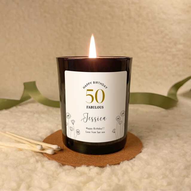 Personalised 50 Birthday Candle Gift For Her, Custom 20 40 60 Fabulous, Present Friend Mum Auntie Sister - image 1