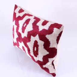 Ikat Velvet Pillow Cover, Handmade Cushion, Decorative Throw Pillow, Boho Cushion Turkish Home Decor - thumbnail 2