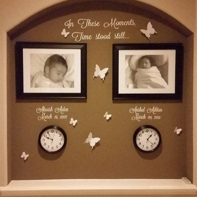 In These Moments Time Stood Still-Vinyl Wall Decal- Names Dates - Picture Collage Decor- Family Art - image 1