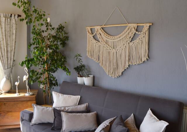 Large Macrame Wall Hanging, Initial Decor, Elegant Handwoven Art, Abstract Textile Art For Interior, Woven Headboard - image 1