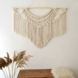 Large Macrame Wall Hanging, Initial Decor, Elegant Handwoven Art, Abstract Textile Art For Interior, Woven Headboard - thumbnail 3