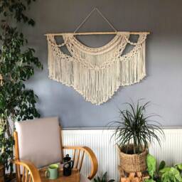 Large Macrame Wall Hanging, Initial Decor, Elegant Handwoven Art, Abstract Textile Art For Interior, Woven Headboard - thumbnail 2