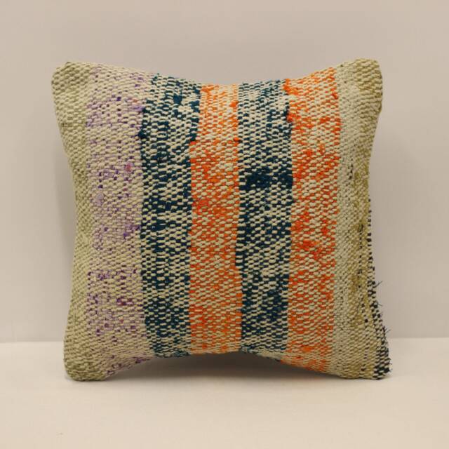 Vintage Turkish Kilim Pillow Cover, 12x12 Boho Throw - image 1