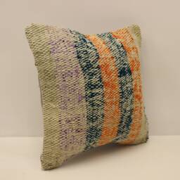 Vintage Turkish Kilim Pillow Cover, 12x12 Boho Throw - thumbnail 2