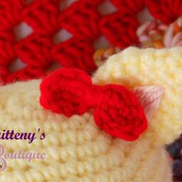Baby Lovey Crochet Plush White Cat Red Blanket Security Snuggle Shower Gift 18 Inches - thumbnail 3