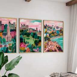 Set Of 3 Edinburgh Posters, Scottish City Wall Art, Travel Print Set, Modern Architecture Artwork, Urban Home Decor, UK Landscape Style - thumbnail 4