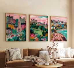 Set Of 3 Edinburgh Posters, Scottish City Wall Art, Travel Print Set, Modern Architecture Artwork, Urban Home Decor, UK Landscape Style - thumbnail 1