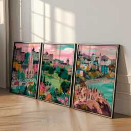 Set Of 3 Edinburgh Posters, Scottish City Wall Art, Travel Print Set, Modern Architecture Artwork, Urban Home Decor, UK Landscape Style - thumbnail 3