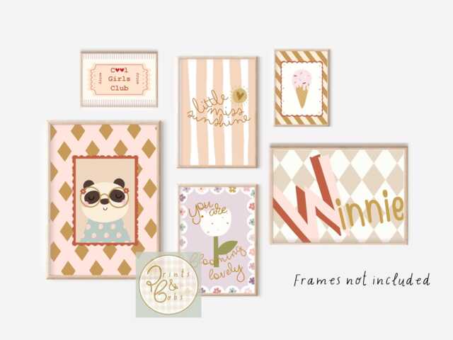Set Of Fun Wall Prints For A Girls Room, Playroom Or Nursery - Unframed - image 1