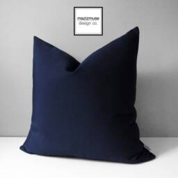 Navy Blue Sunbrella?? Outdoor Pillow Cover, Nautical Cushions in Indigo For Boat & Coastal Inspired Patio Chairs, Scatter - thumbnail 4