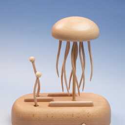 Handcrafted Wooden Jellyfish Automata - Kinetic Sculpture Automaton Moving Desk Decor Christmas Gift - thumbnail 3