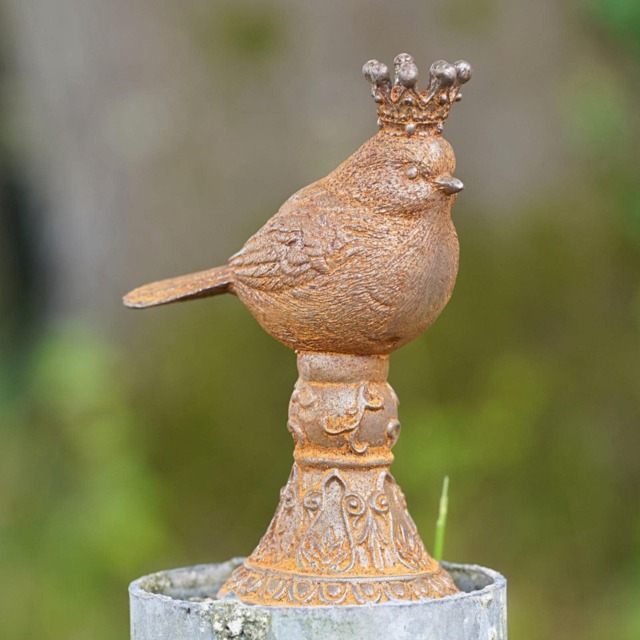 Cast Iron King Robin Bird British Ornament Home Garden Sculpture Decor - image 1