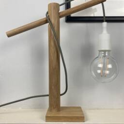 Handmade Solid Oak Dowel Table Lamp - Scandi Desk E27 - Natural Wood Home Decor Gift - thumbnail 2