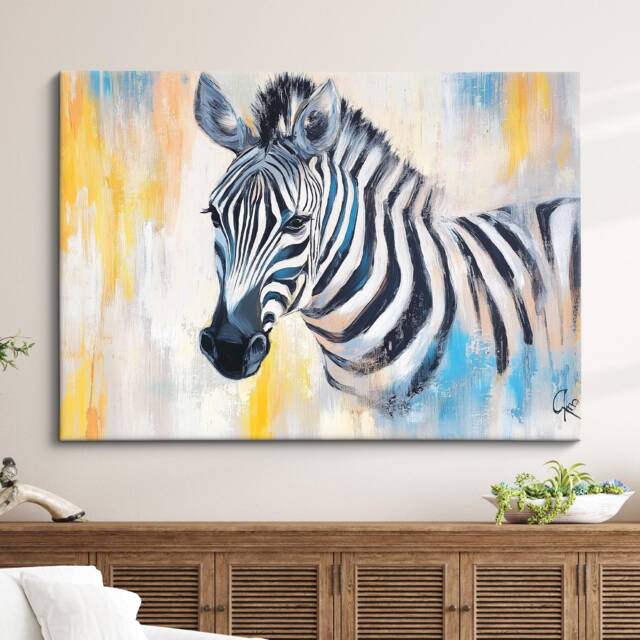 Zebra Abstract Oil Painting Framed Print & Canvas Large Sizes Wall Art Poster Animal Home Decor Interior Gift Idea - image 1