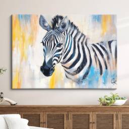 Zebra Abstract Oil Painting Framed Print & Canvas Large Sizes Wall Art Poster Animal Home Decor Interior Gift Idea - thumbnail 1