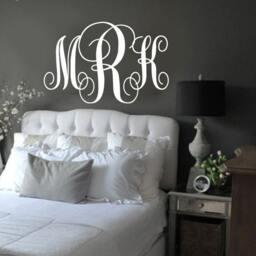 Custom Monogram Wall Decal Initial Nursery Decor - thumbnail 3