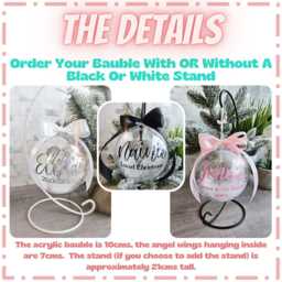 Angel in Heaven Bauble, Baby Loss Ornament With Name, Personalised Memorial Decoration, Custom Memory Loved One Remembrance Gift - thumbnail 2