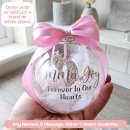Angel in Heaven Bauble, Baby Loss Ornament With Name, Personalised Memorial Decoration, Custom Memory Loved One Remembrance Gift - thumbnail 3