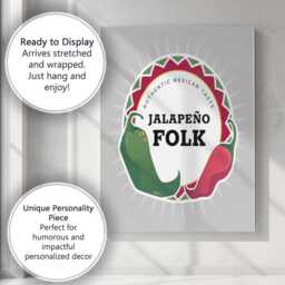 Mexican Jalapeno Chilli Folk Kitchen Badge Illustration Canvas Wall Art Print Decor Picture Ready To Hang - thumbnail 3