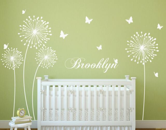 Dandelion Wall Decal With Butterflies Wall Sticker Decals Home Decor By Decalisland - Stylish Modern Flowers Sd 046 - image 1