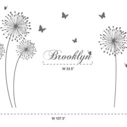 Dandelion Wall Decal With Butterflies Wall Sticker Decals Home Decor By Decalisland - Stylish Modern Flowers Sd 046 - thumbnail 2