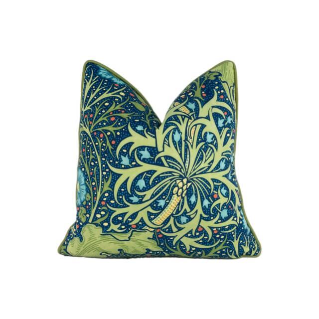 William Morris - Seaweed Cobalt/Thyme Cushion Cover Throw Pillow Designer Home Decor - image 1
