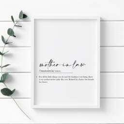 Mother-In-Law Script Text Definition Print, Statement Poster, Definition, Printed Onto 250Gsm Card - A4-A3 Sizes Available - thumbnail 2