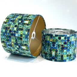 Handmade By Order Luxury Velvet Jade Green Squares Abstract Pattern On Velvet Drum Lamp Shade Pendant Light Lamp Shade All Shapes & Sizes - thumbnail 3