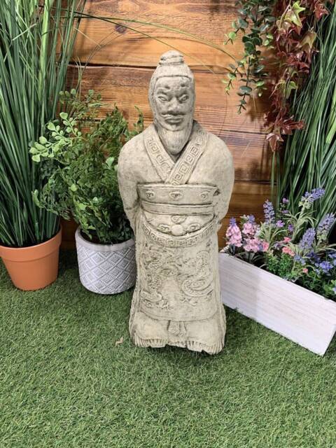 Stone Garden Chinese Oriental Warrior Zhan Shi Samurai Statue Ornament - image 1