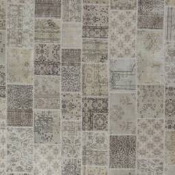Handmade Turkish Patchwork Rug Beige Wool Area Rug - thumbnail 4