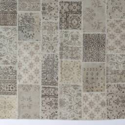 Handmade Turkish Patchwork Rug Beige Wool Area Rug - thumbnail 3