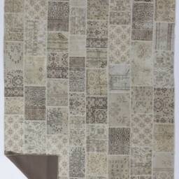 Handmade Turkish Patchwork Rug Beige Wool Area Rug - thumbnail 2