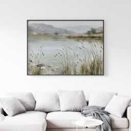 Neutral Lake Landscape Poster, Botanical Wall Art, Paper Print - thumbnail 2