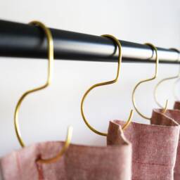 Brass Minimalistic Curtain Rod Hooks - 12Pk, Stainless Steel, Black Metal, S Hook, Rings, Jean Purse, Bag, Closet Hanger