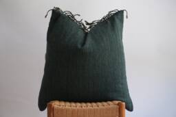 "Handwoven Dark Green Hemp Pillow Cover Karen Tribal Design - 26"" X 26" - thumbnail 1